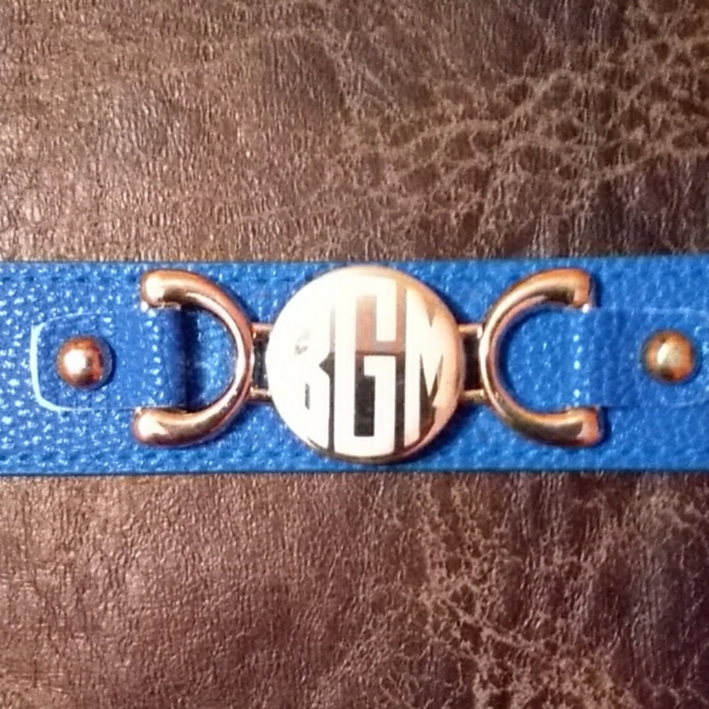 Blue faux leather BGM bracelet